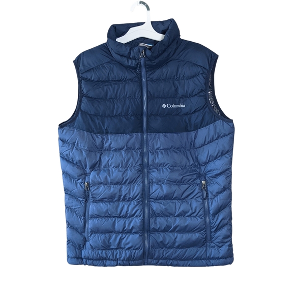 Like New Men's Columbia Powder Lite Omni Heat Insulated Blue Puffer Vest Size L